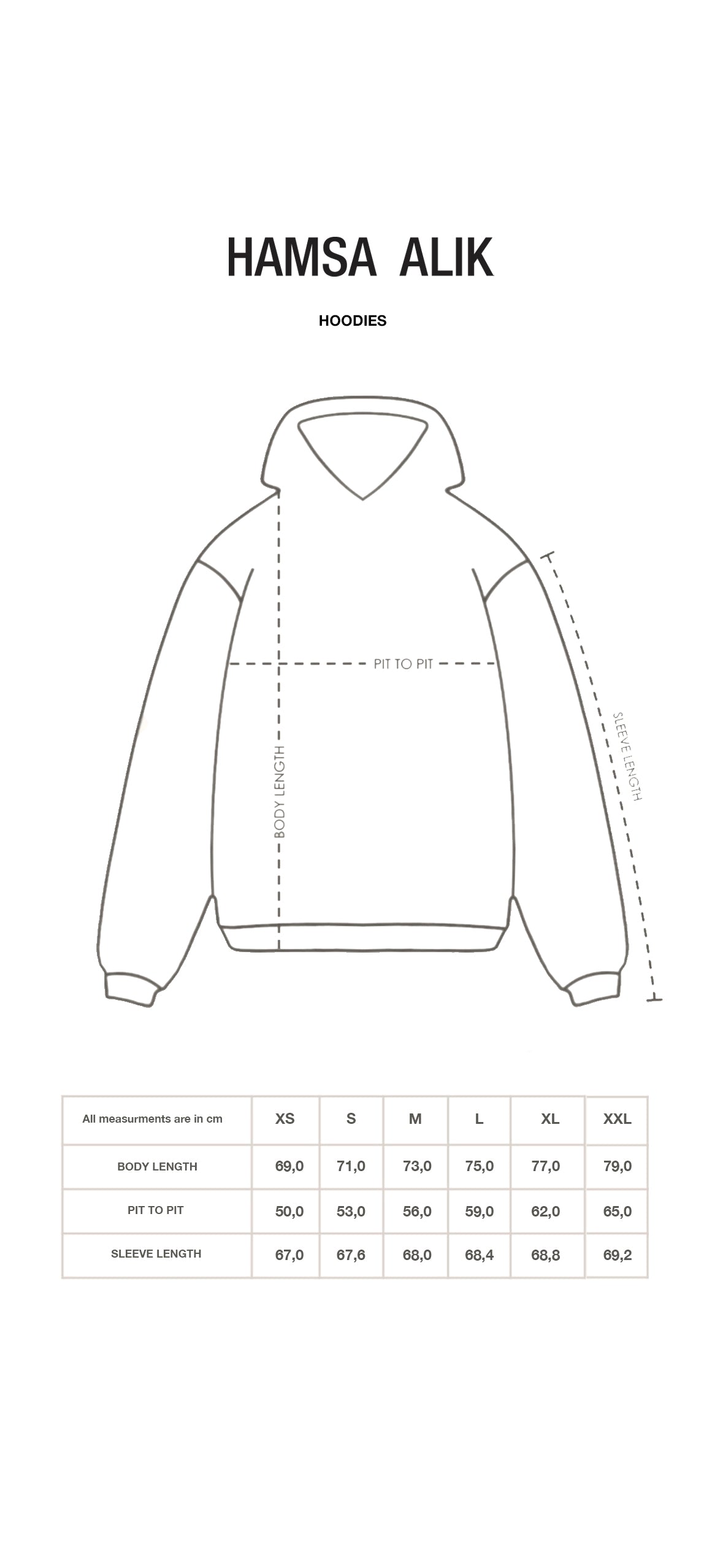 size chart hoodies